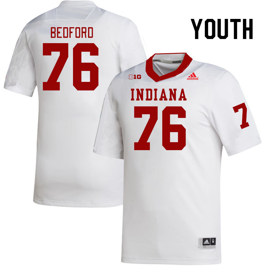 Youth #76 Matthew Bedford Indiana Hoosiers College Football Jerseys Stitched-White